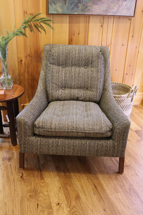 brown grey upholstered armchair wide deep seat cozy 54545 wi