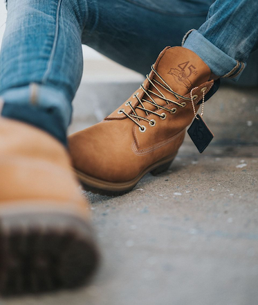 hiking boots brown tan leather jeans habits